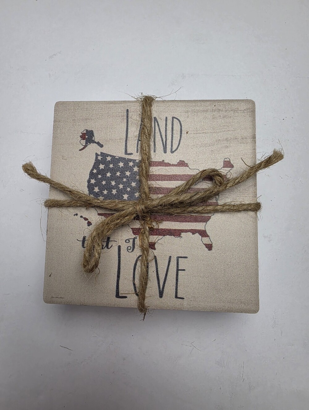 Thirstystone Coasters America Land Love USA Flag Sandstone Cork Backing ~ 4